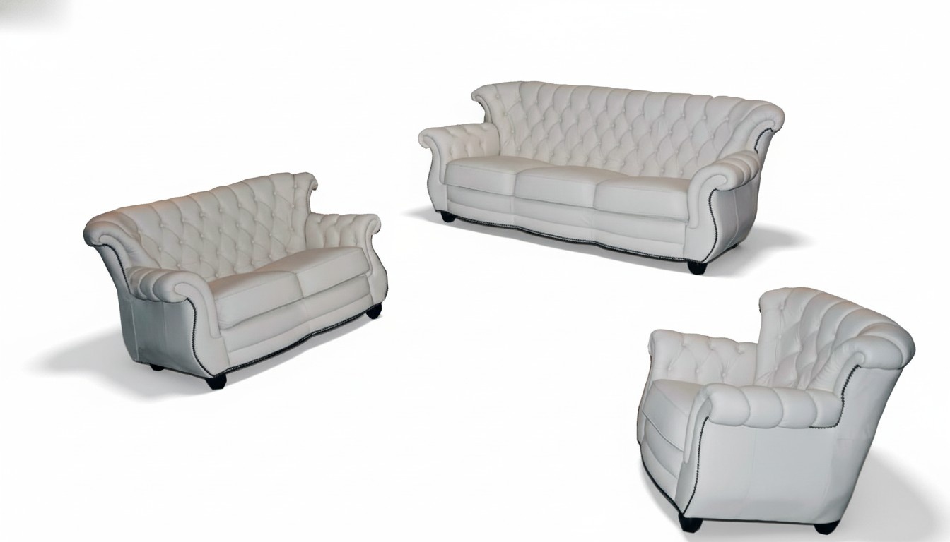Ledersofa Sofagarnitur 3+2+1 Couch Sofa Polster Englische Stil Möbel klassisch