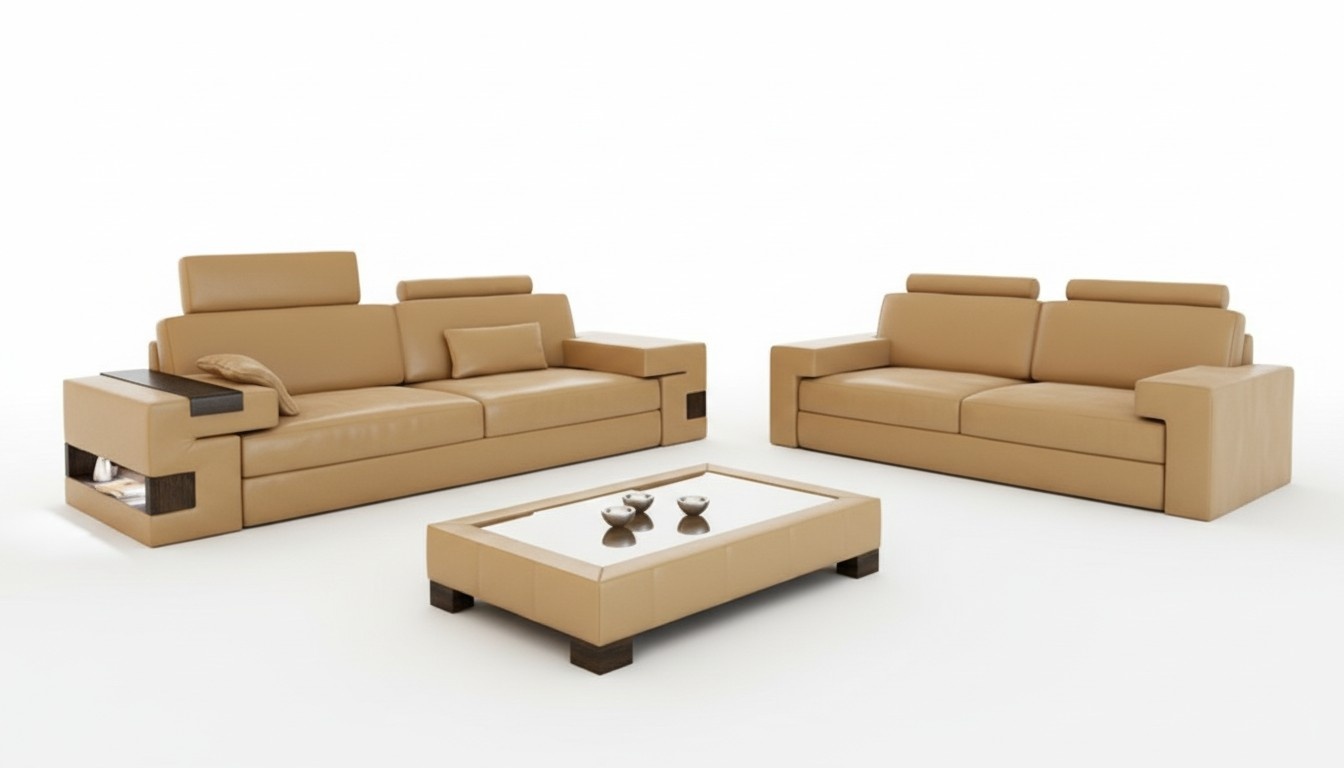 Ledersofa Sofagarnitur 3+2+1 Couch Sitz Polster Sofa Garnitur Set Nassau Be