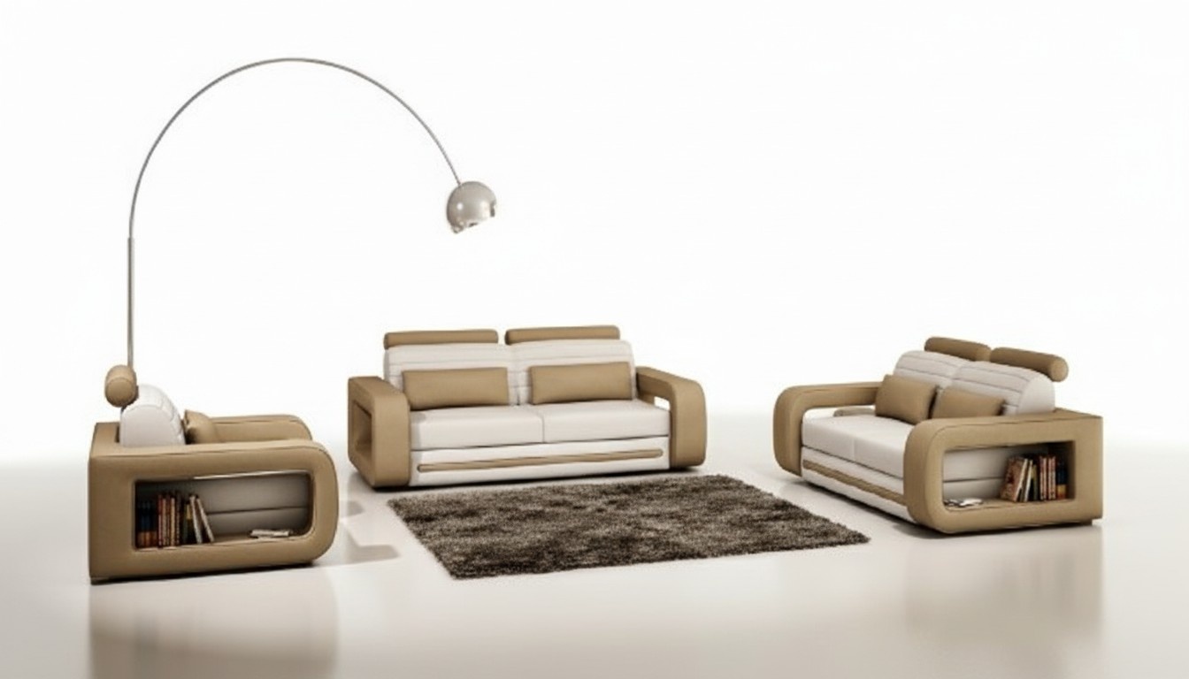 LEDERSOFA LEDER SITZER BETTFUKTION MADE IN EU POLSTERGARNITUR SOFAGARNITUR 3+2+1