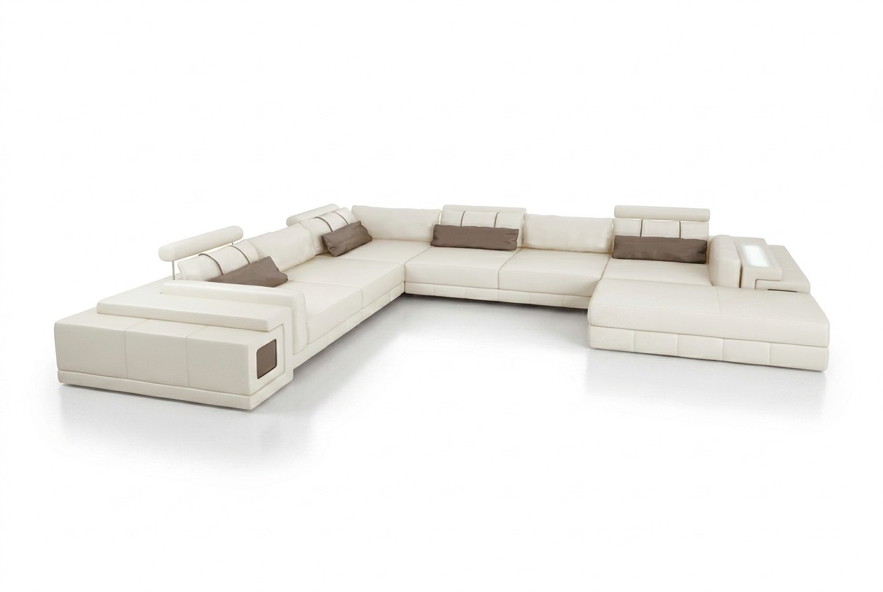 Ledersofa U-Form Couch Wohnlandschaft Ecksofa Garnitur Design Modern Sofa neu