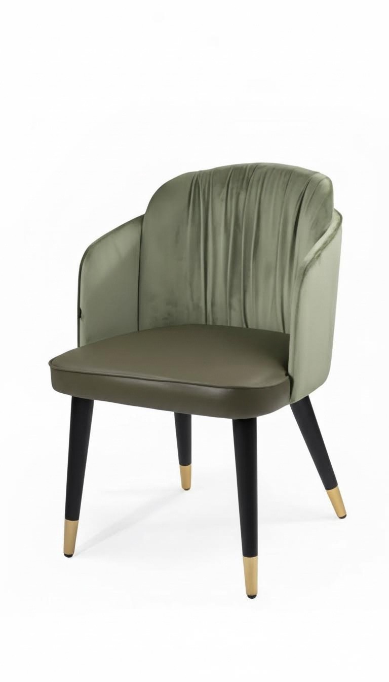 Lehnstuhl Moderne Polsterstuhl Design Grün Stuhl Armlehne Esszimmer Luxus Möbel