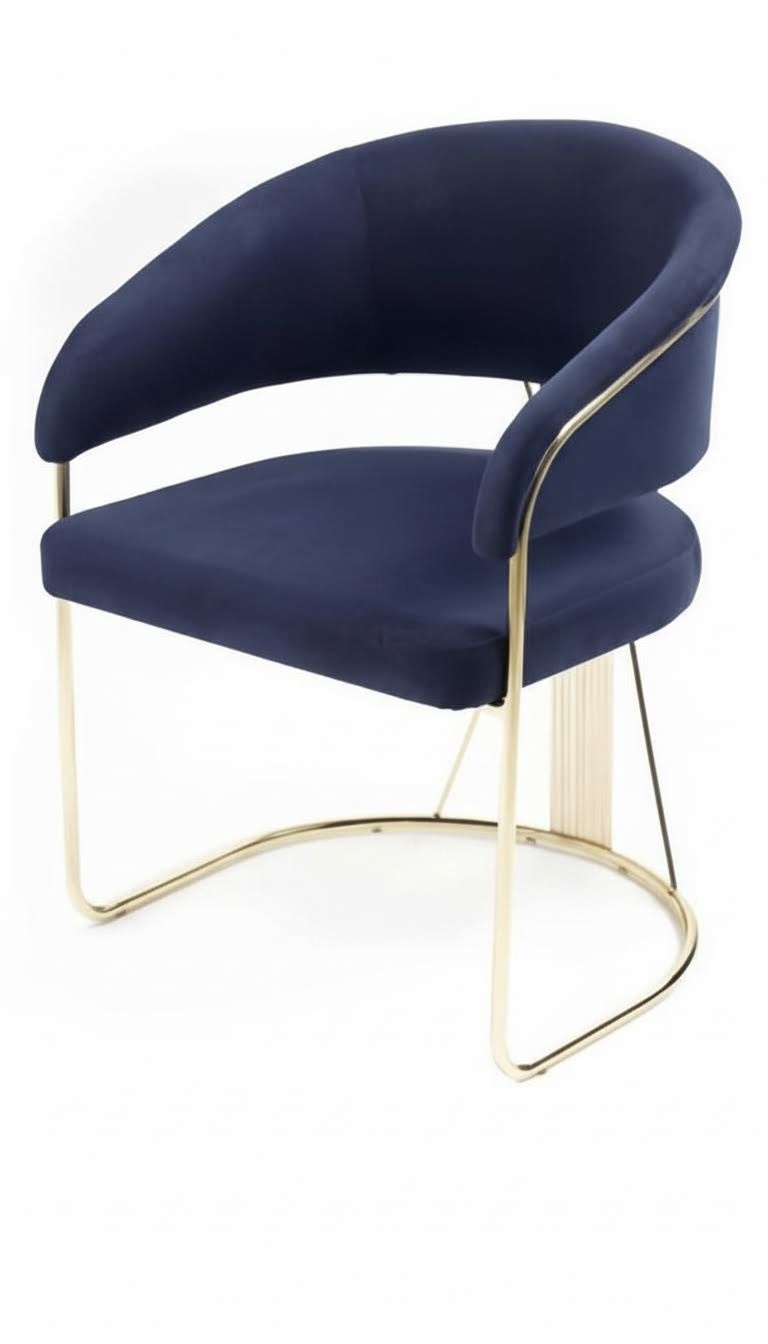 Lehnstuhl Stuhl Moderne Design Textil Blau Armlehne Esszimmer Polsterstuhl Luxus