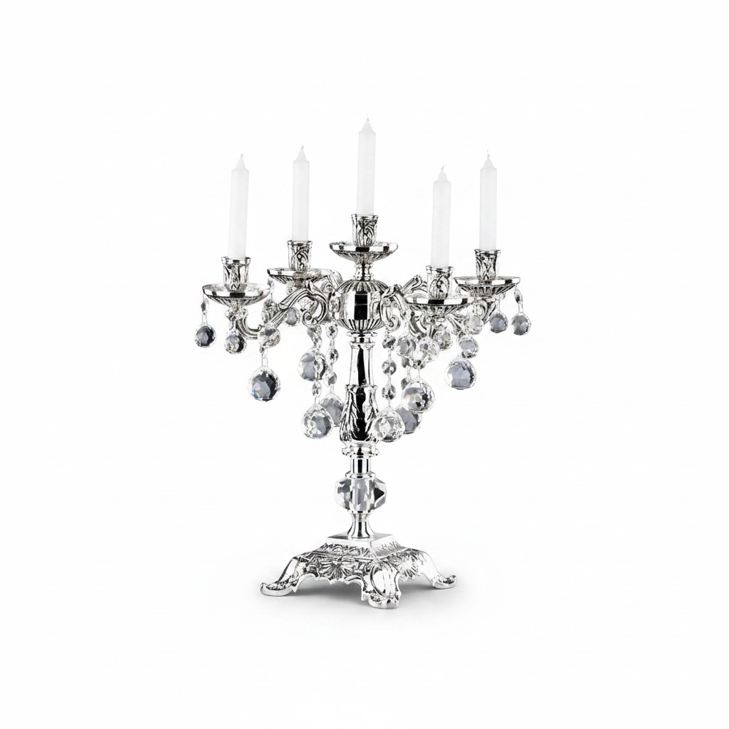 Leuchter Kerzenständer Kerzenleuchter Kerzenhalter Elegant Silber Art