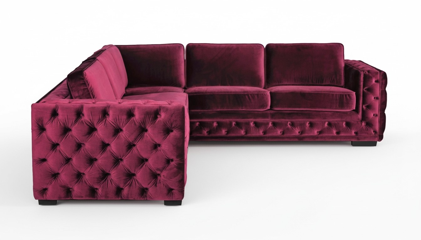 Lila chesterfield couch luxus samt stoff couchen sofa set knöpfe polster neu
