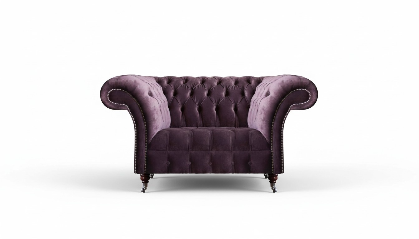Lila Chesterfield Textil Dreisitzer Moderne Wohnzimmer 3-Sitzer Couch