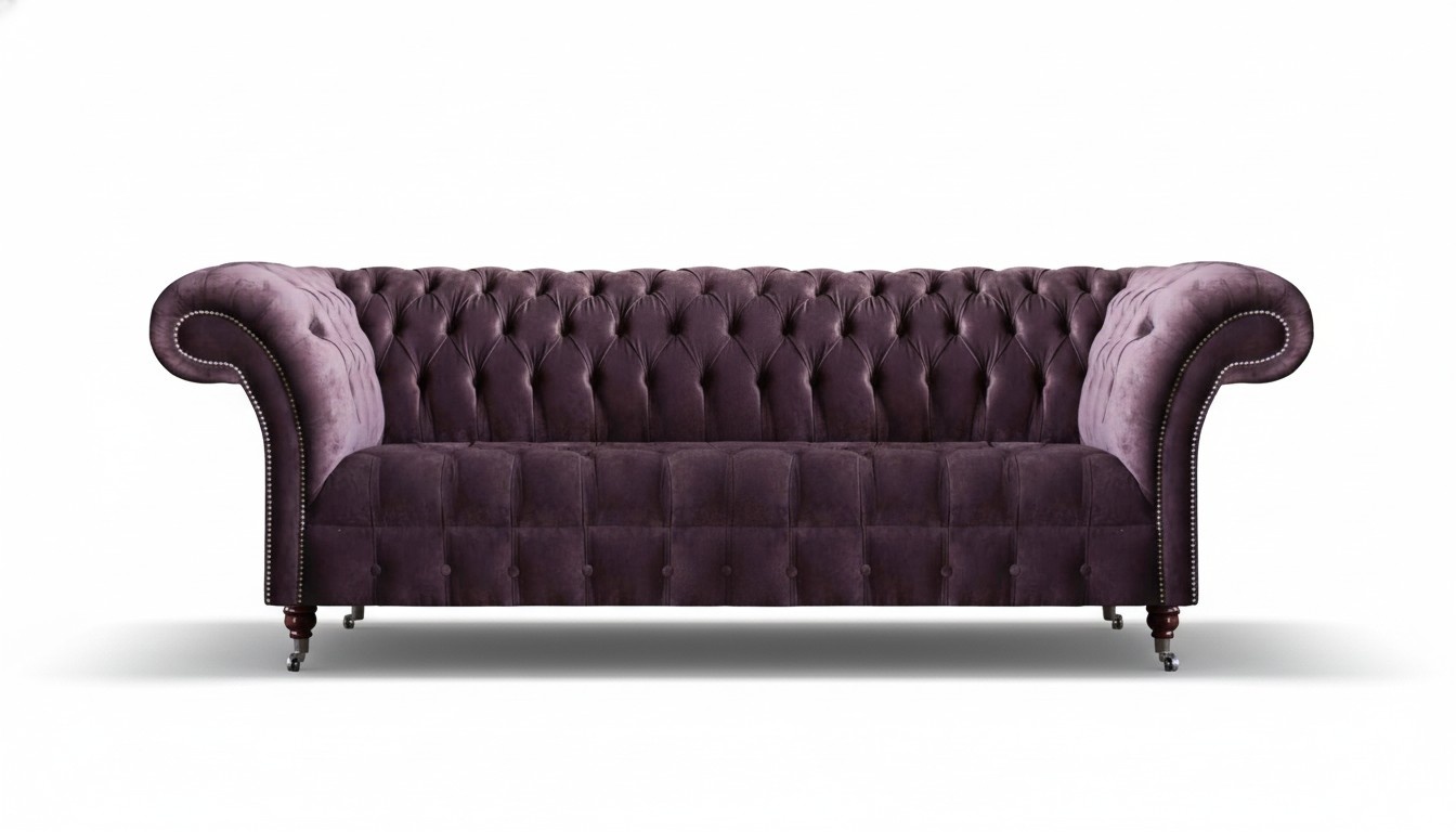 Lila Chesterfield Wohnzimmer Viersitzer Designer Polstercouch Edle Möbel