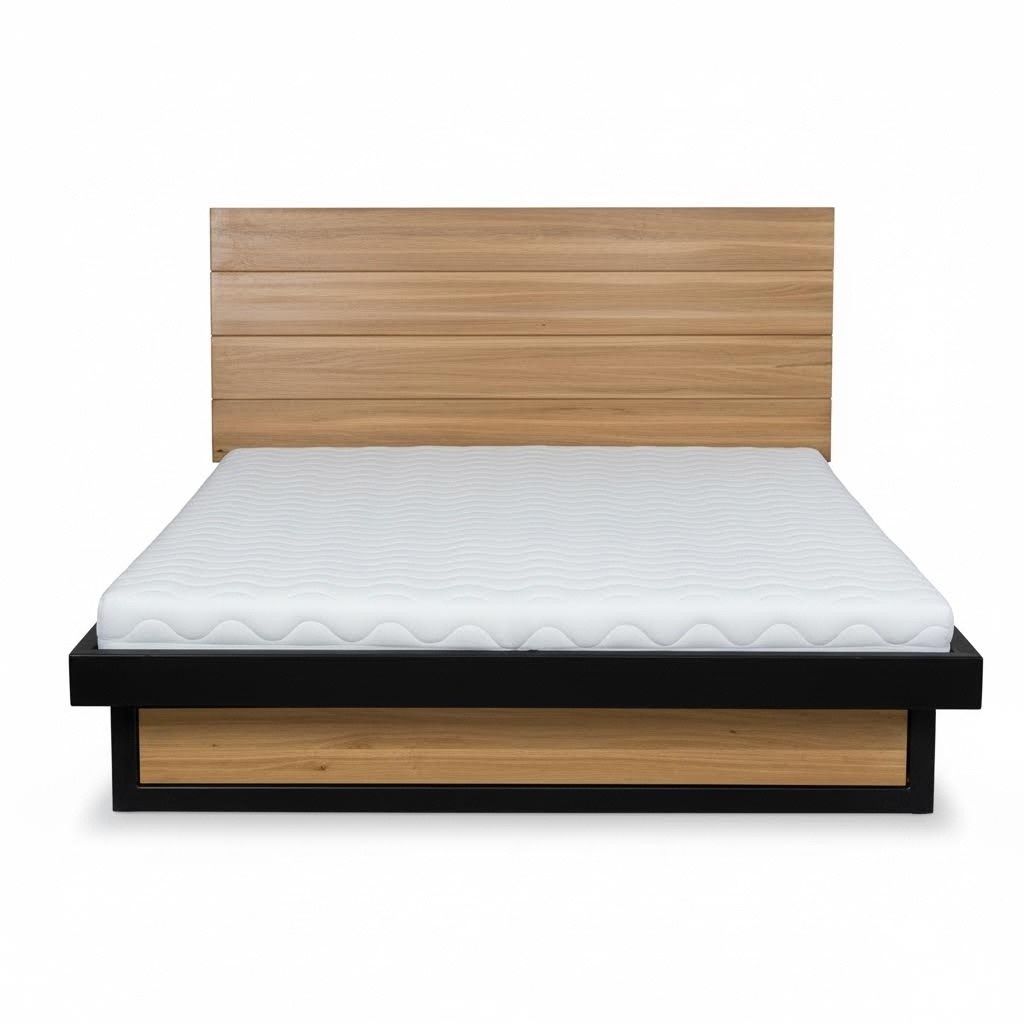 Loft Betten 140x200cm Massive Holz Schlafzimmer Möbel Echtholz Bett Eiche Metall