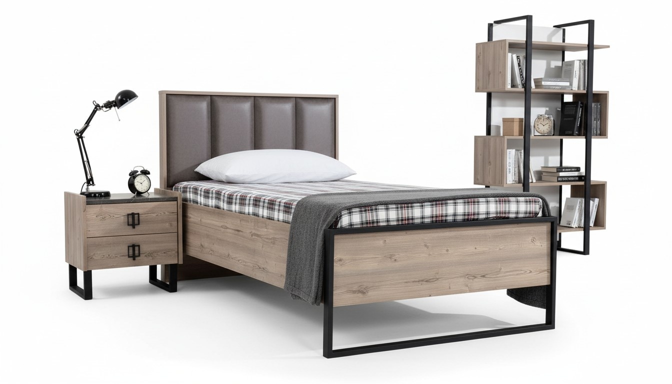 Loft Nachttisch Braun Design Modern Beistelltisch Tisch Schlafzimmer