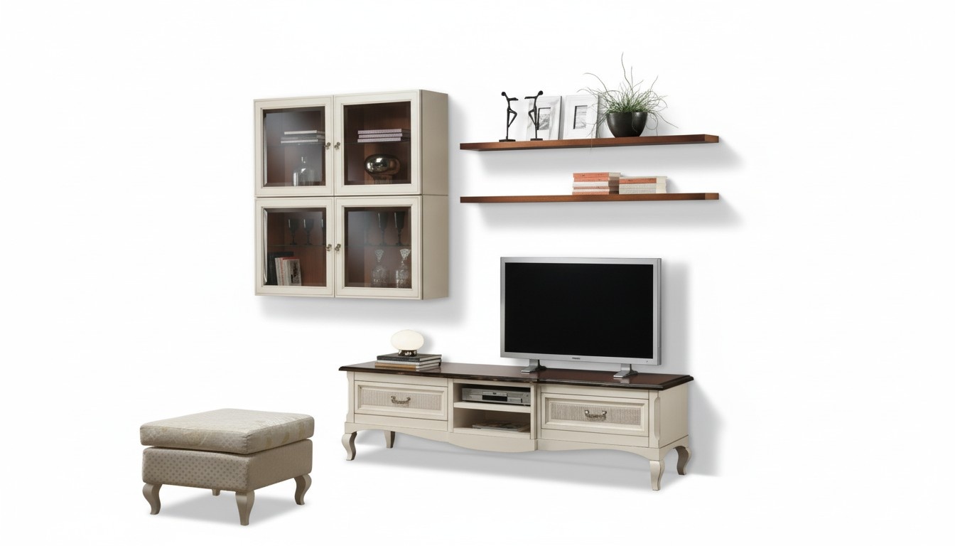 Lowboard rtv Wandschränke Wohnzimmer Holz Möbel Wandregal Set 7 tlg.