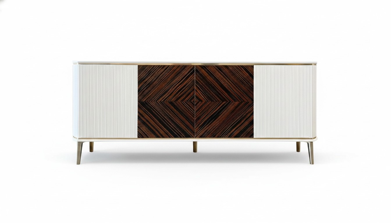 Lowboard Wohnzimmer TV Ständer Rechteckig Holz Weiß Wohnwand Modern Luxus Neu