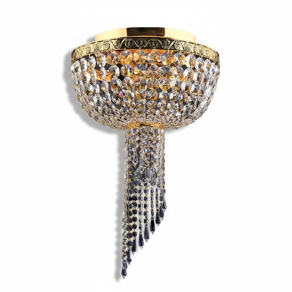Lüster Deckenleuchter Luxus Gold Kronleuchter Deckenlampe Kristall Art