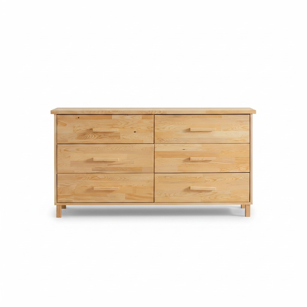 Luxuriöse Beige Kommode Schlafzimmer 6-Schubladen Holz Ablage Kommode