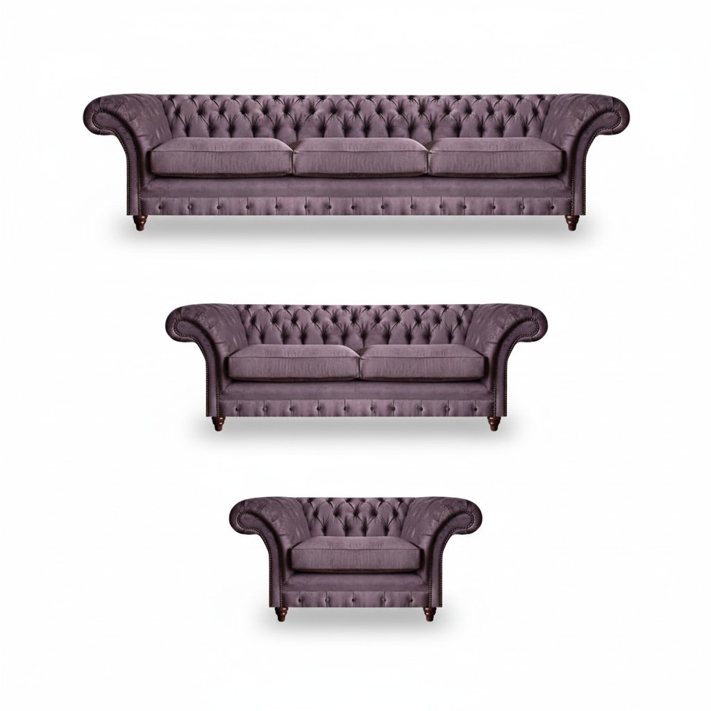 Luxuriöse Chesterfield Polstergarnitur Edler Dreisitzer 2-Sitzer Sessel