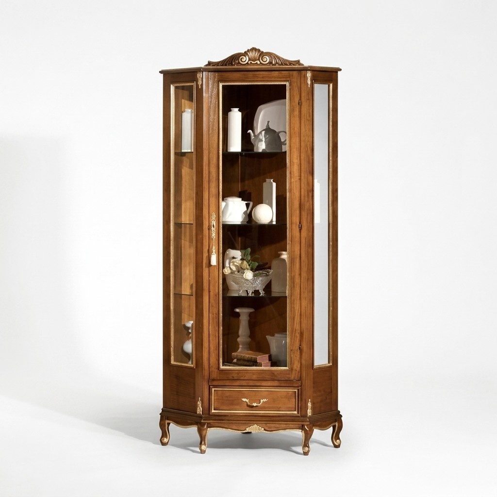 Luxuriöse hochwertige Vitrine aus braunem Holz Klassische Möbel