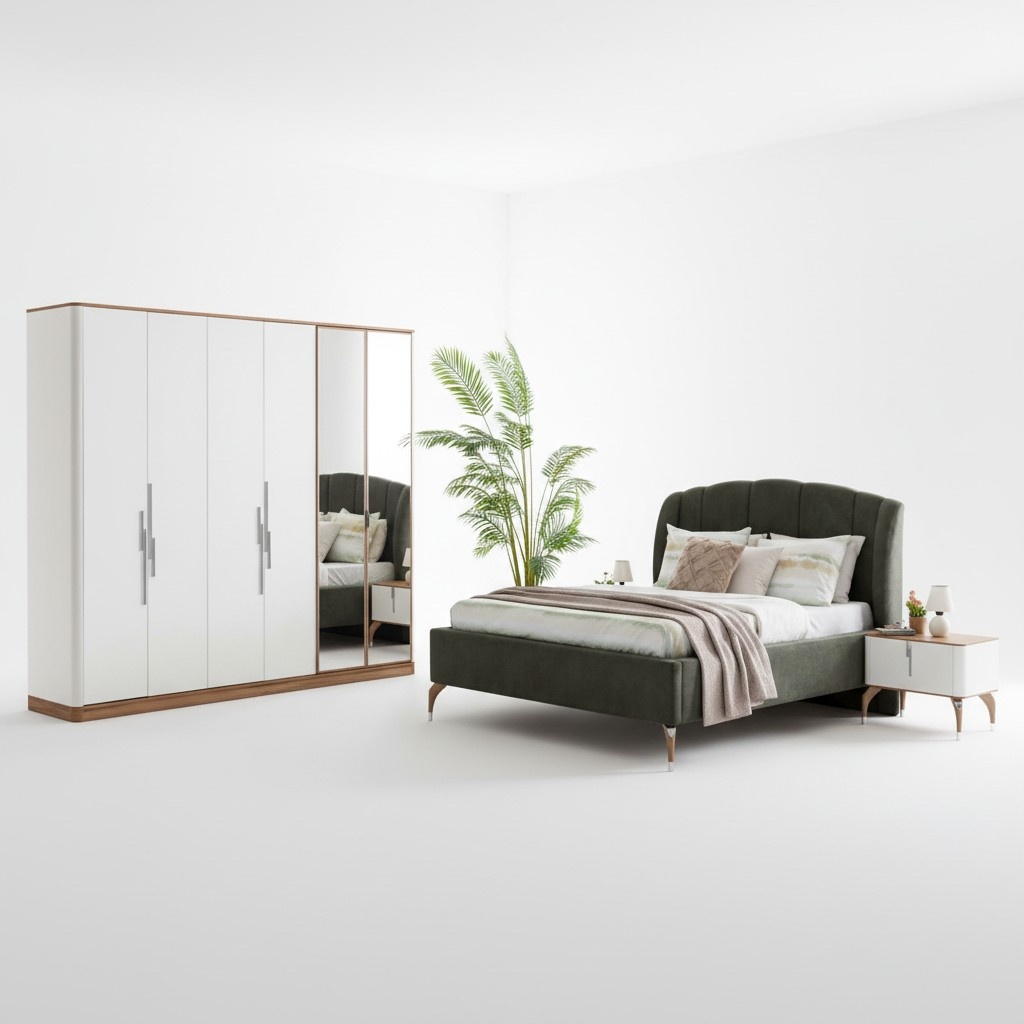 Luxuriöse Schlafzimmer Set Komplettes Bett 2x Nachttisch Modern 3tlg