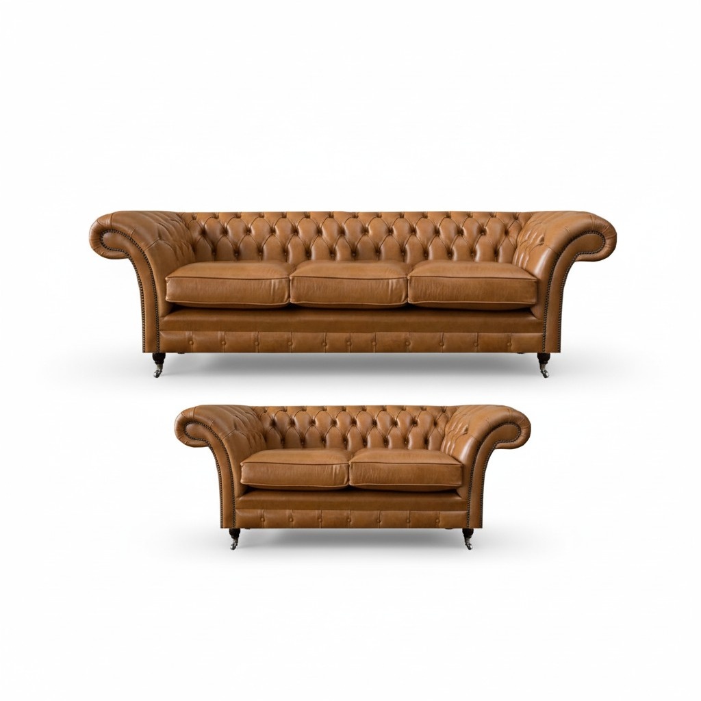 Luxuriöse Sofa Komplett Chesterfield Wohnzimmer Sofagarnitur 2x Sofas