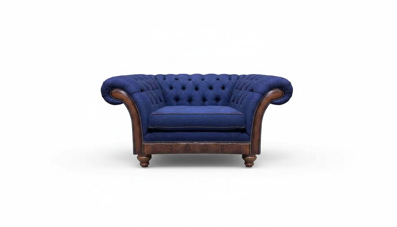 Luxuriöser Chesterfield Blauer Sessel Polstermöbel Designer Lehnsessel