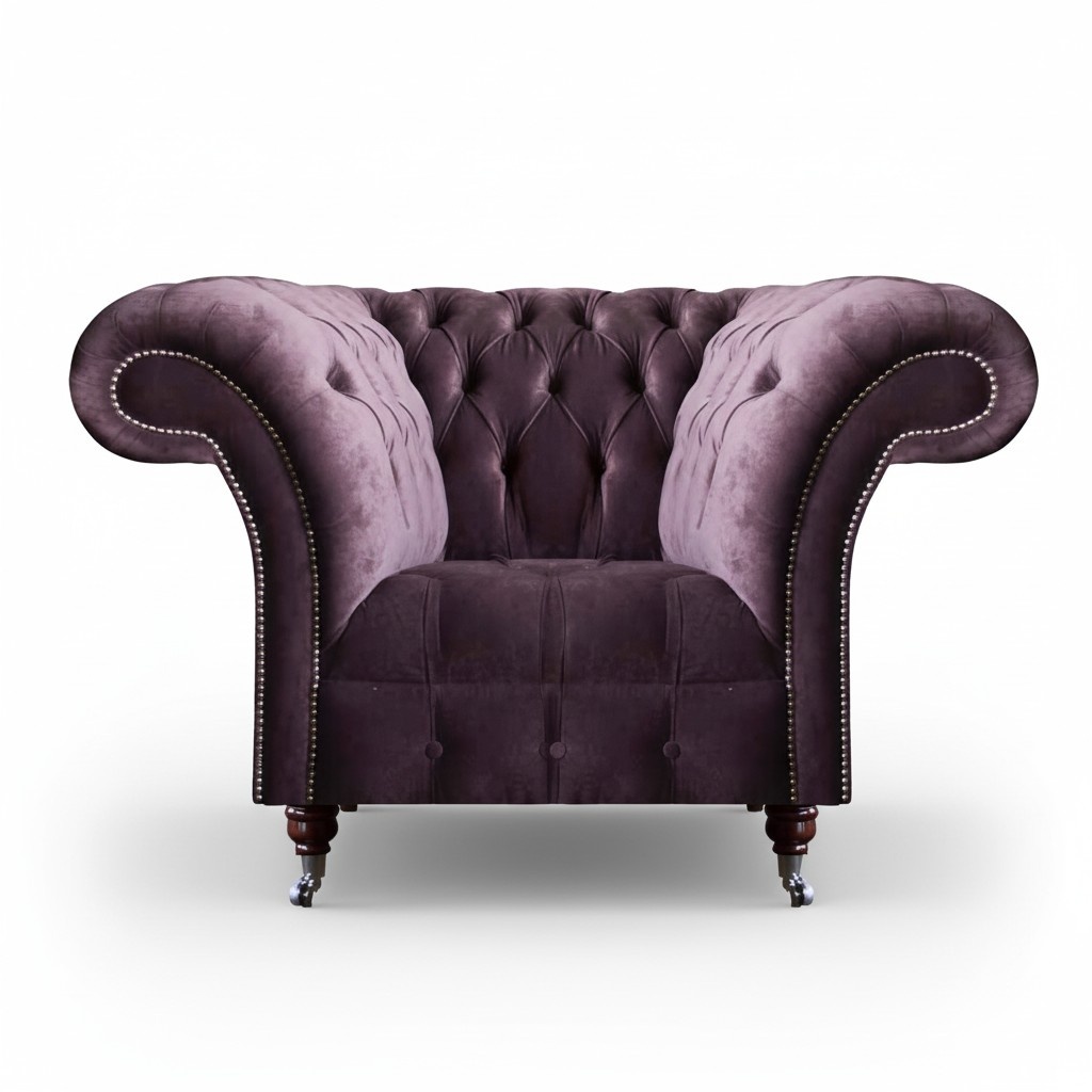 Luxuriöser Chesterfield Lila Sessel Wohnzimmer Einsitzer Moderne Möbel