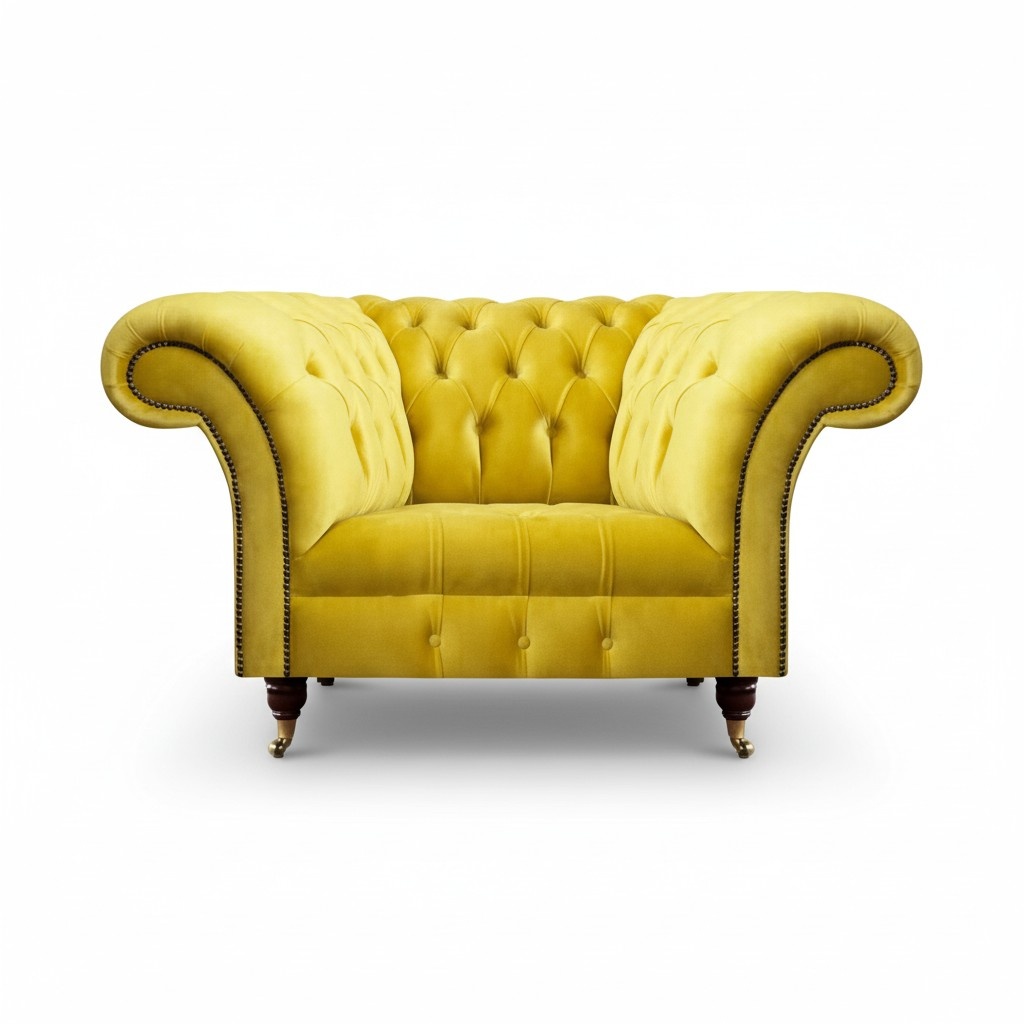 Luxuriöser Chesterfield Textilsessel Wohnzimmer Polster Einsitzer Sessel