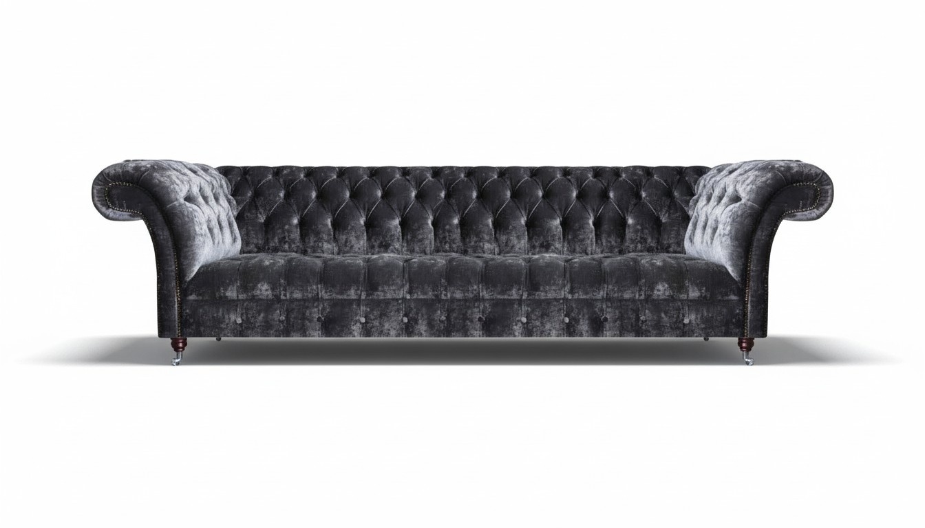 Luxuriöser Chesterfield Viersitzer Designer Einrichtungs Textil Sofa