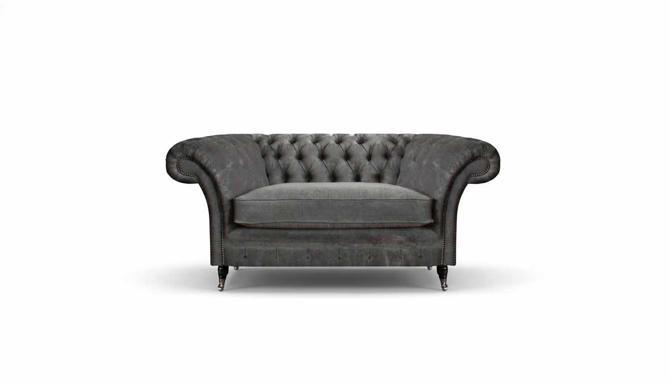 Luxuriöser Grauer Chesterfield Sessel Polstersessel Designer Sitzmöbel