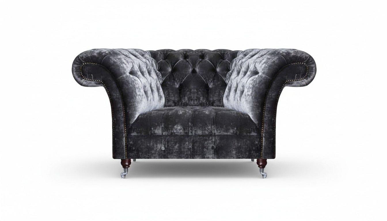 Luxuriöser Grauer Chesterfield Sessel Edler Polster Wohnzimmer Einsitzer