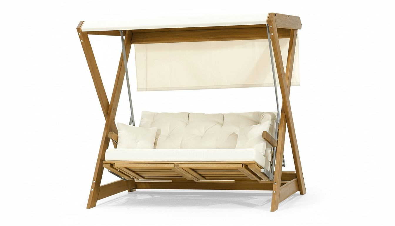 Luxuriöser Holz Gartenschwingstuhl Edle Holz Schaukel Gartenschaukel