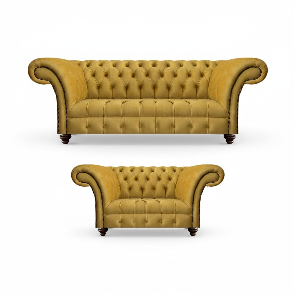 Luxus 2x Sofas Gelb Neu Modern Möbel Wohnzimmer Sofagarnitur Sitz Chesterfield