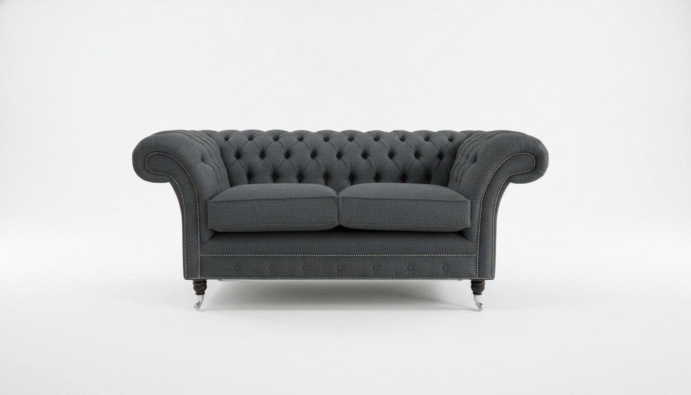 Luxus 2 Sitzer Couch Polster Sofa Textil Stoff Couchen Chesterfield Garnitur