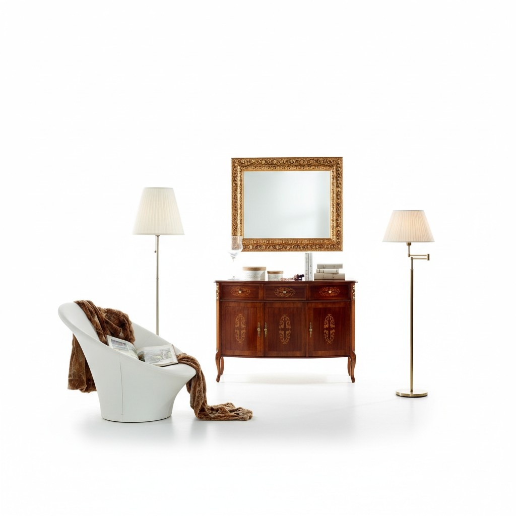 Luxus 2 tlg Set Designer Kommode und Spiegel Italienische Möbel Stil Barock Neu