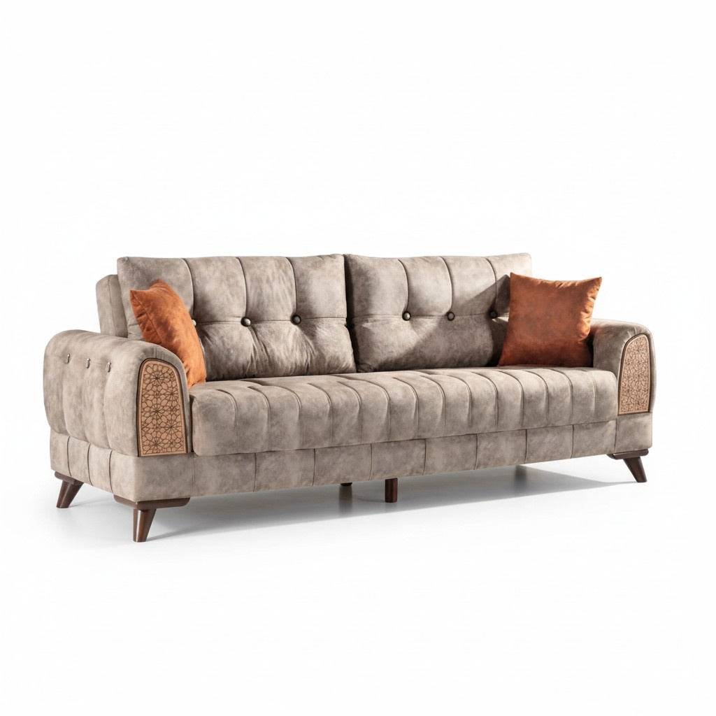 Luxus 3 Sitzer Sofa Wohnzimmer Möbel Elegant Sofa 230cm Textil Braun Neu