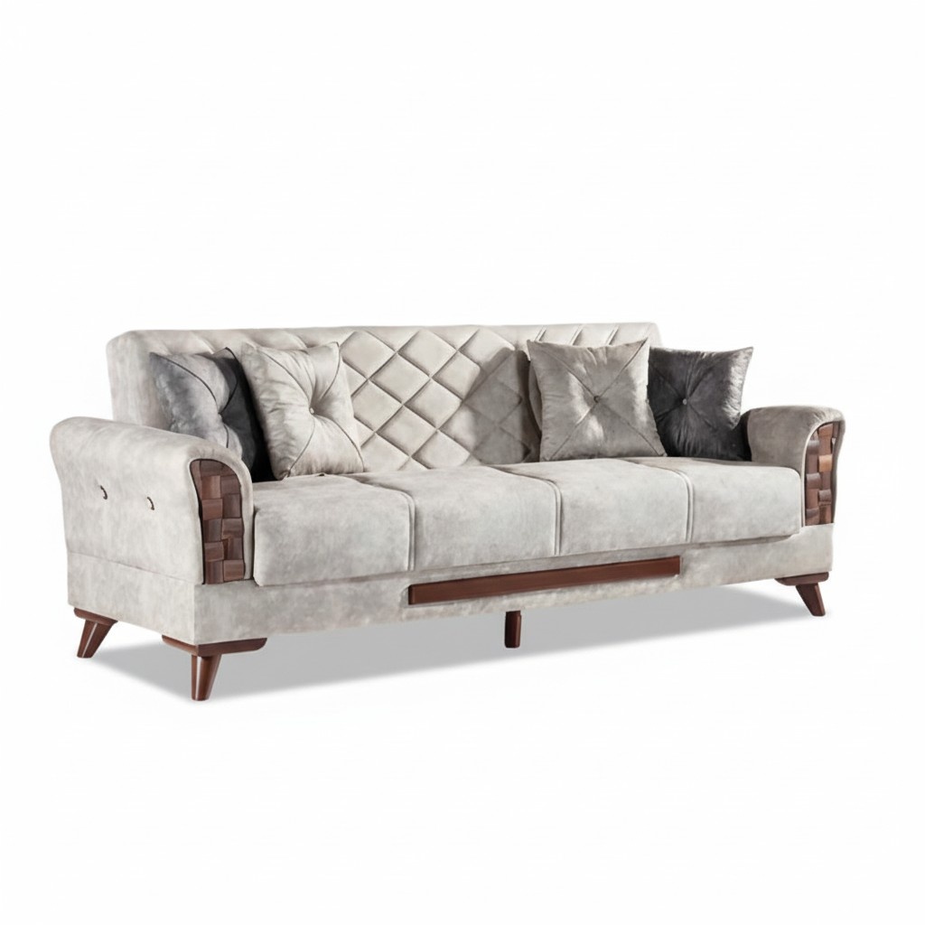 Luxus 3 Sitzer Sofa Wohnzimmer Möbel Elegant Sofas 225cm Textil Beige