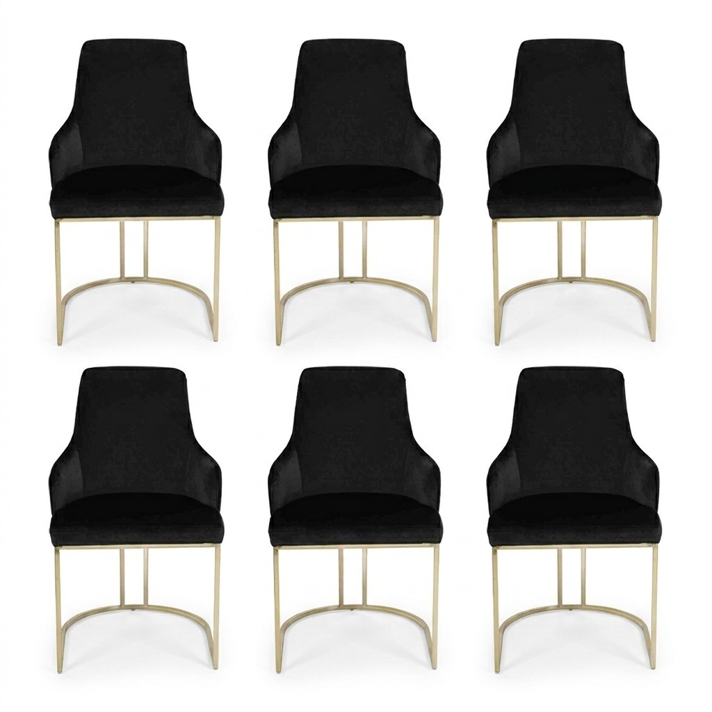 Luxus 6x Stühle Schwarz Esszimmerstuhl Designer Möbel Modern Stühle Neu