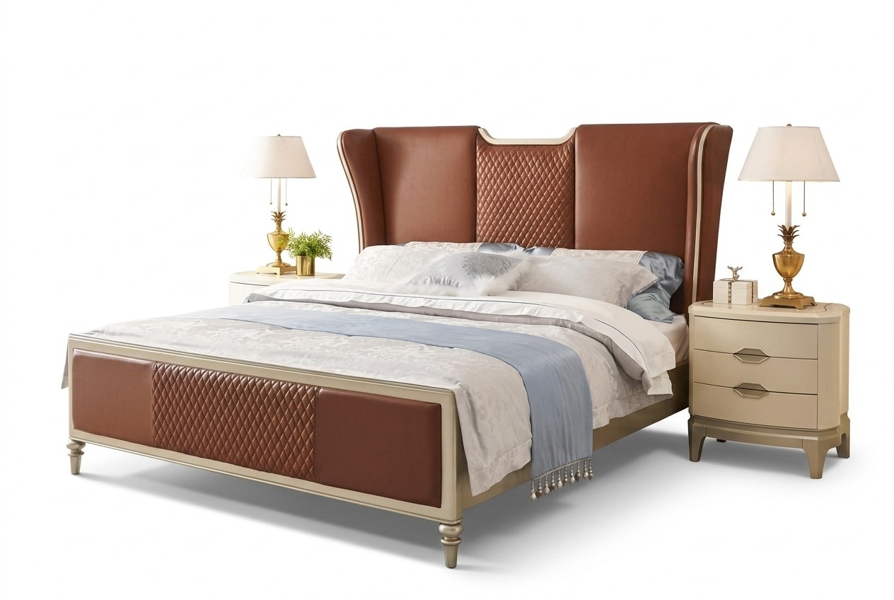 Luxus Bett Braun Betten Bettgestelle Doppel Doppelbett Schlafzimmer