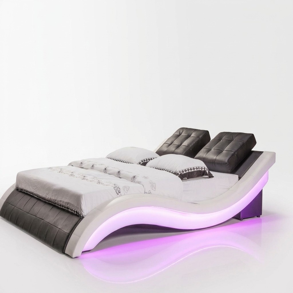 Luxus Bett Design Betten Digital LED Schlafzimmer Möbel Leder Doppel Hotel Sound