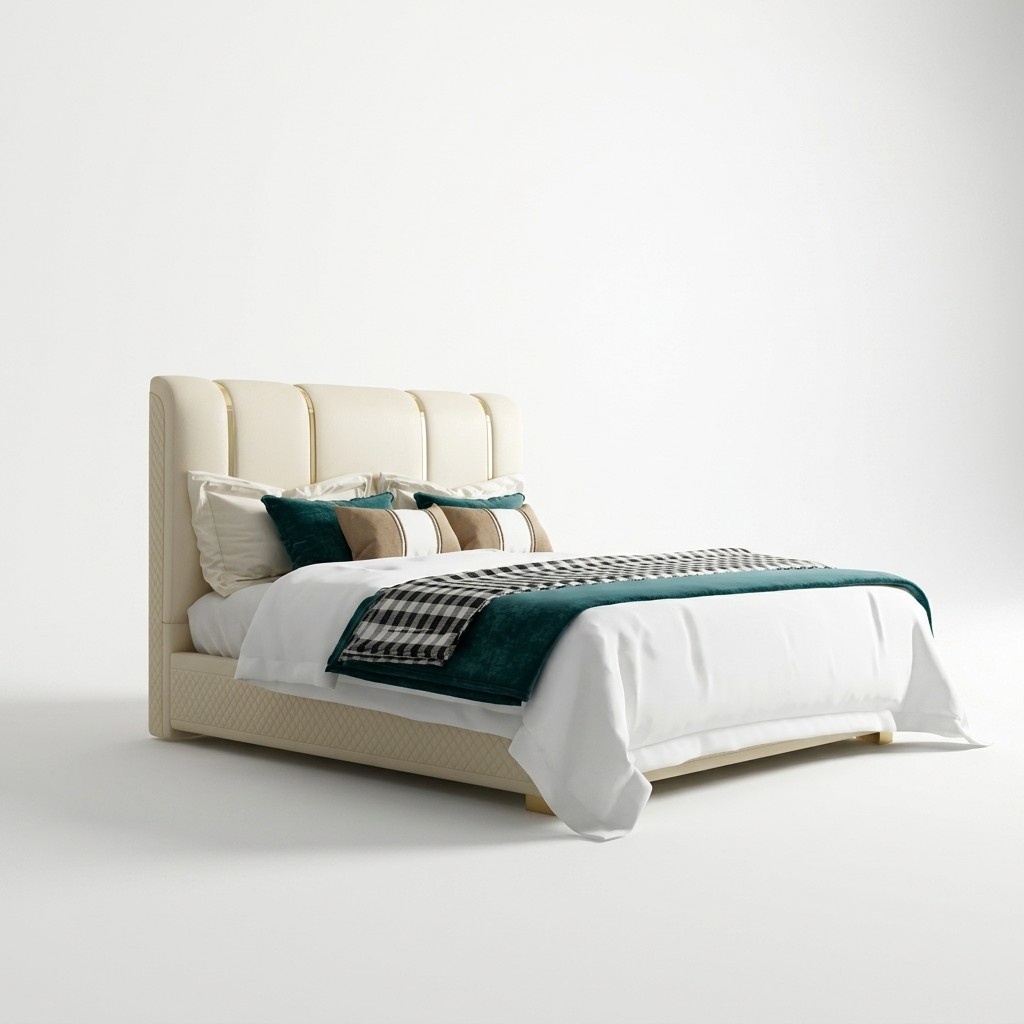 Luxus Bett Schlafzimmer Italienisches Leder Doppel Betten Metall Design Polster