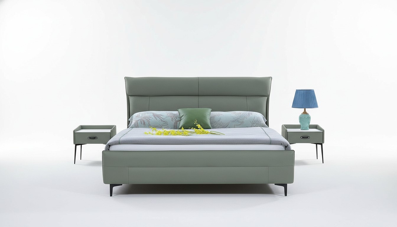Luxus Bett Textil 2x Nachttisch 3tlg. Schlafzimmer Set Möbel Bettgestell