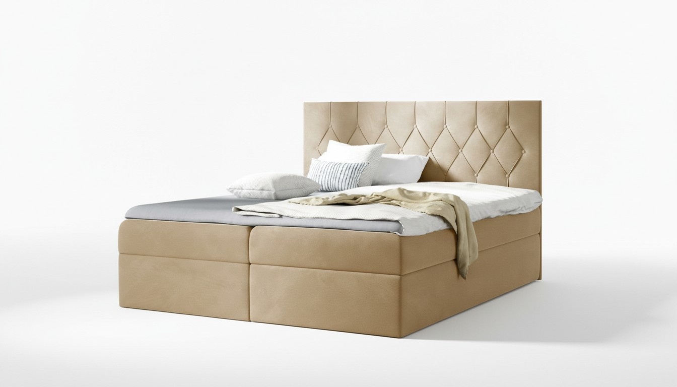 Luxus Boxspring Bett Hotel Betten Polster Funktion Bettkasten 180x200cm Beige