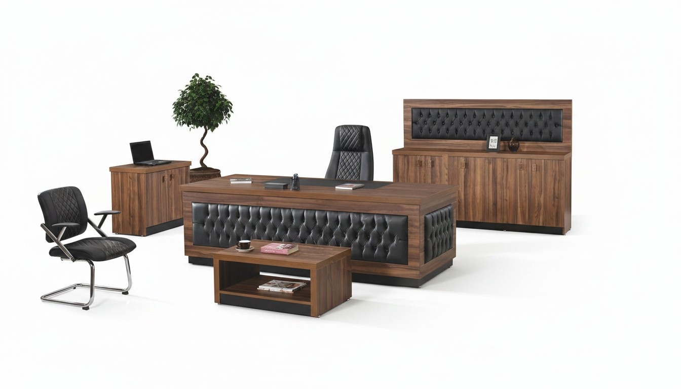 Luxus Büromöbel Komplettbüro Schreibtisch Büro Set 4tlg Holz Braun
