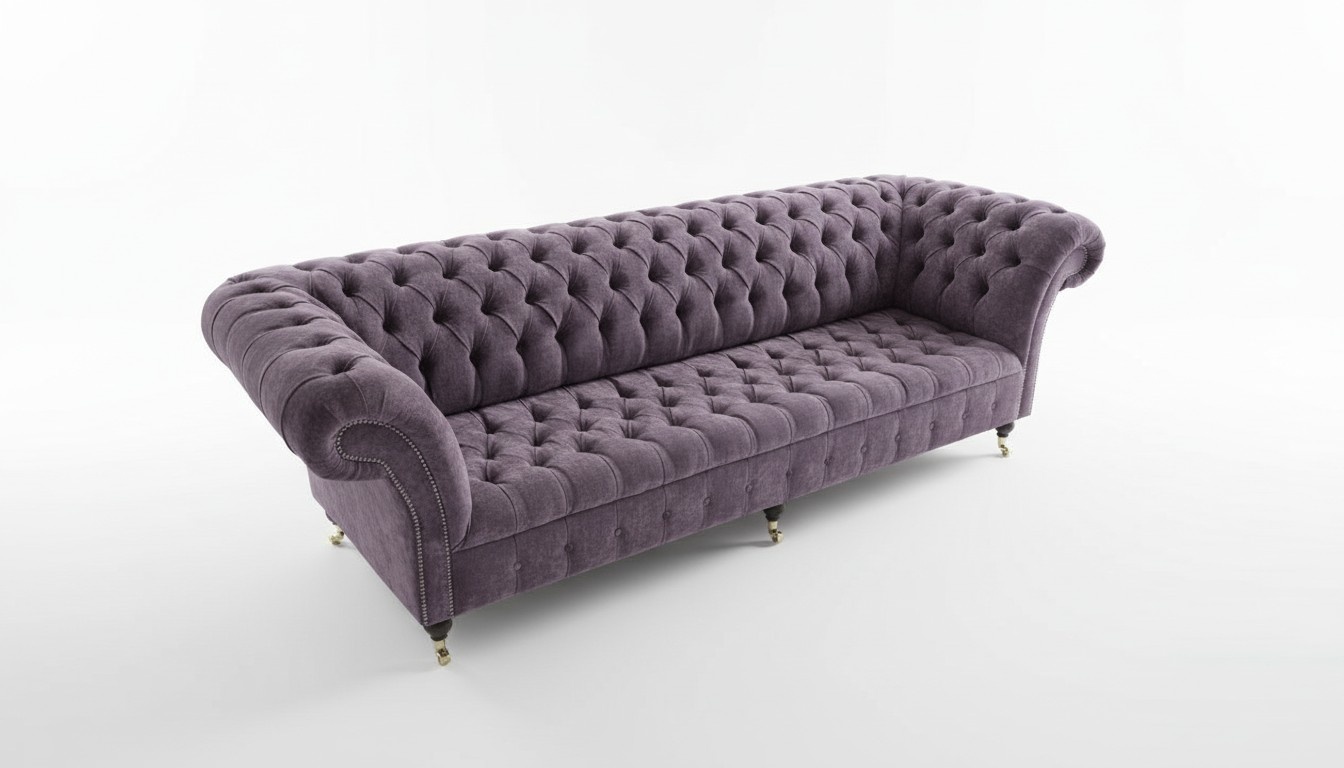 Luxus Chesterfield 4 Sitzer Couchen Textil Stoff Couchen Polster Garnitur