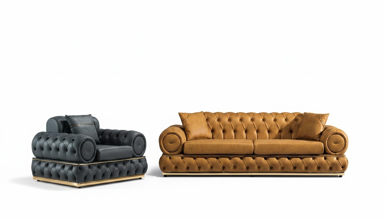 Luxus Chesterfield Sofagarnitur 3+1 Sitzer Garnitur Sofa Sessel Sofas Polster