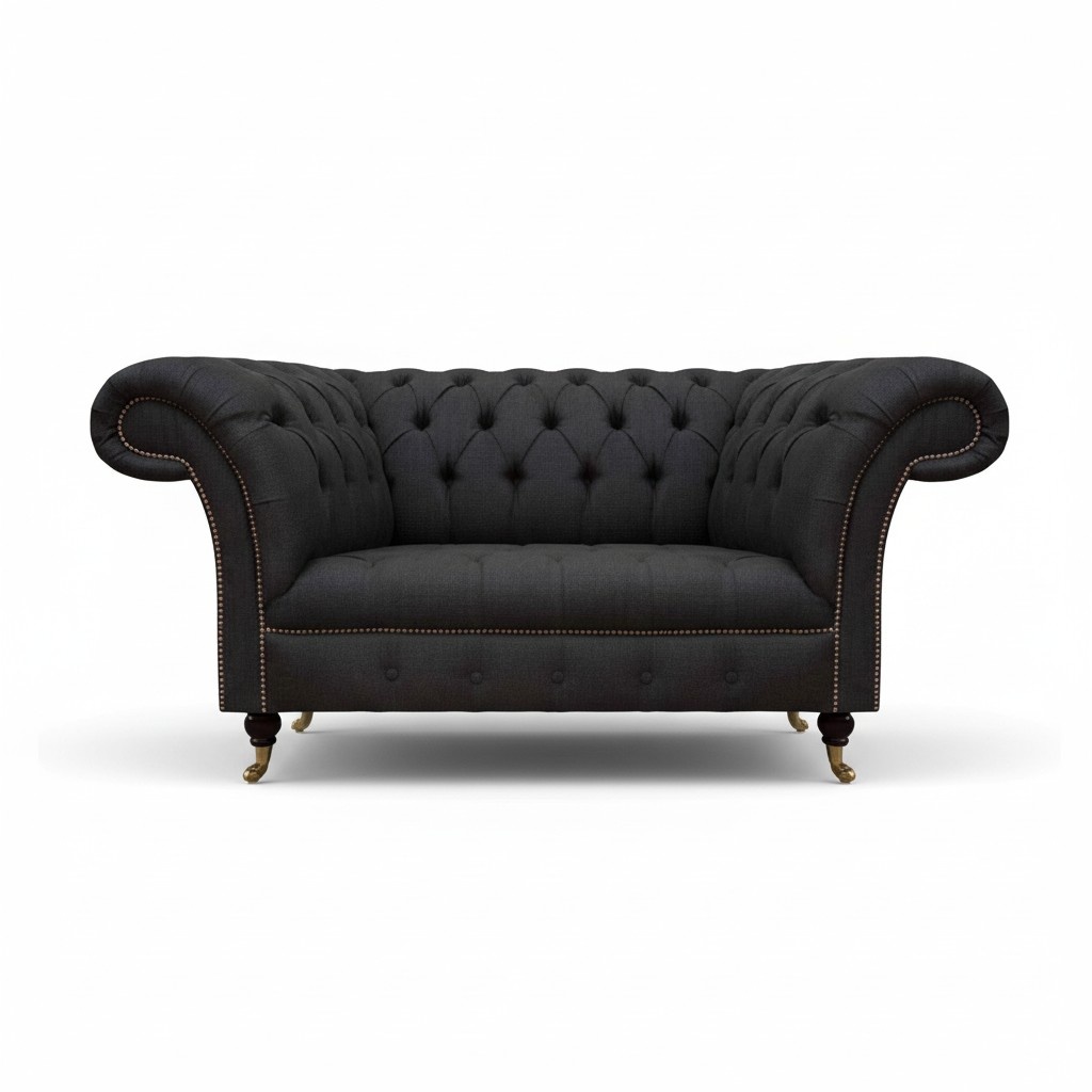 Luxus Chesterfield Sofas Designer Schwarzer Zweisitzer Wohnzimmer Möbel