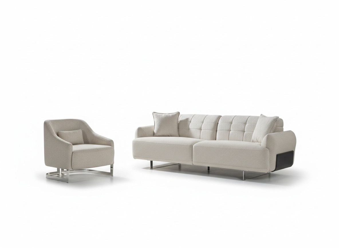 Luxus Couchen Polstersofa Weiß Komplette Dreisitzer Sessel 2tlg Sofas