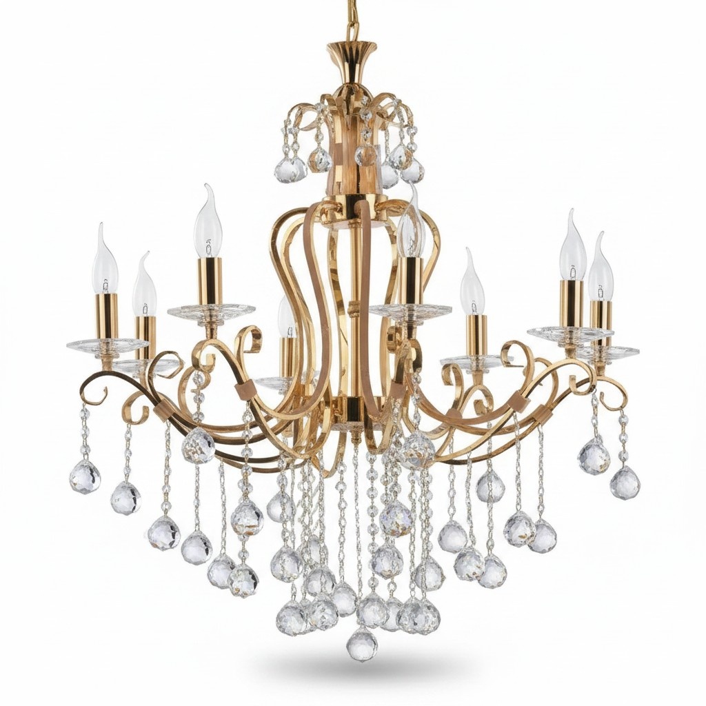 Luxus Deckenleuchter Lüster Kronleuchter Deckenlampe Kristall Gold