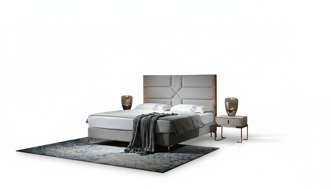 Luxus Design Bett Polster Doppel Hotel Betten Ehe 180x200cm Schlaf Zimmer Metall