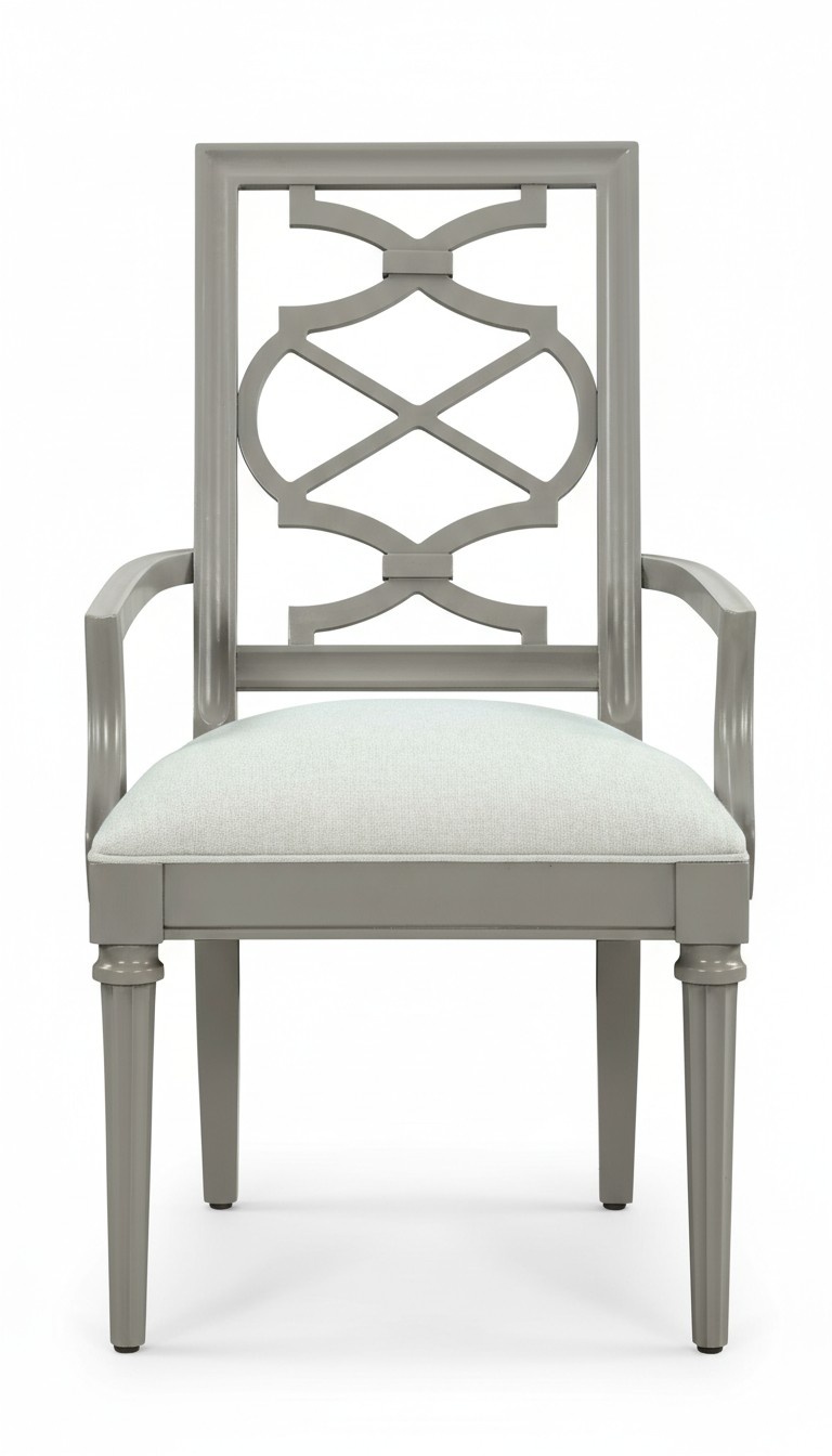 Luxus Design Stuhl mit Armlehnen Echtes Textil Möbel Einsitzer Holz Lehnstuhl