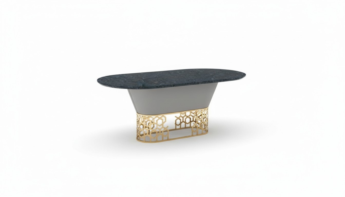 Luxus Designer Edelstahl Metall Esstisch Tische Wohn Zimmer Marmor Design Tische