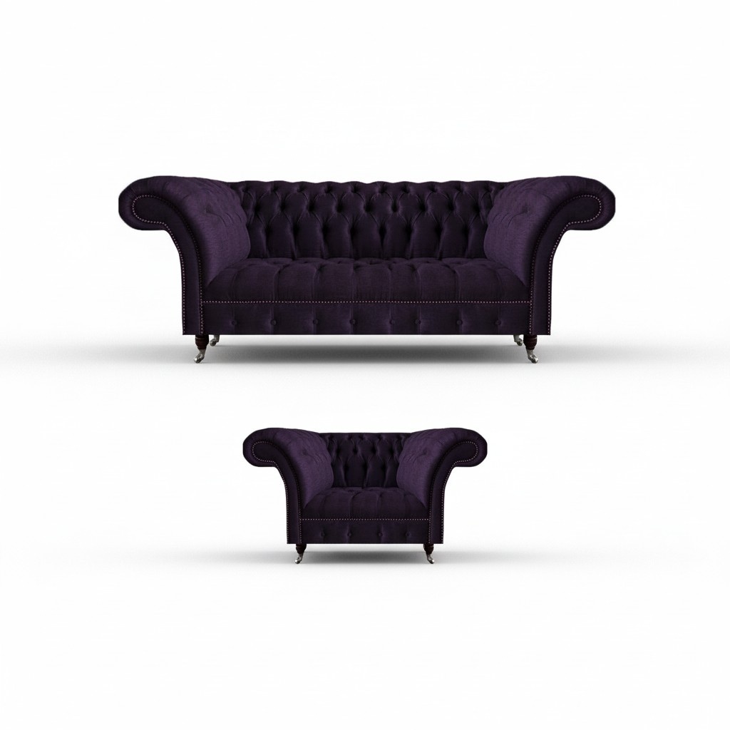 Luxus Designer Lila Garnitur Einrichtung Dreisitze Sofa Neu Sessel Chesterfield