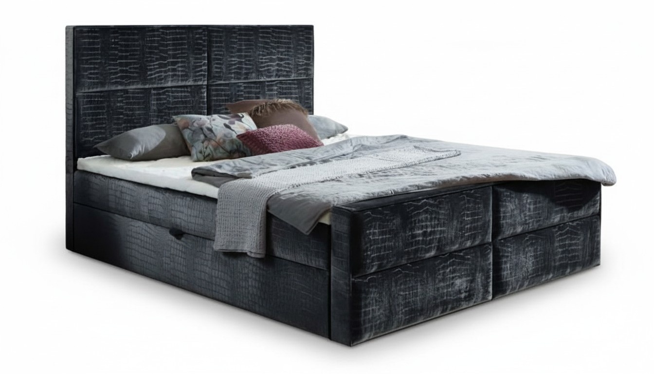 Luxus Doppelbett 180cm Schlafzimmer Bett Moderne Möbel Holz Grau Qualität