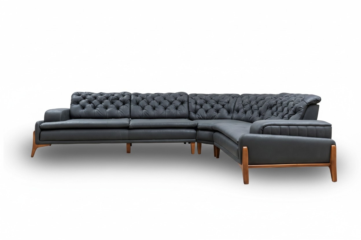 Luxus Ecksofa L-form mit Musiksystem Modern grau Polstermöbel Kunstleder